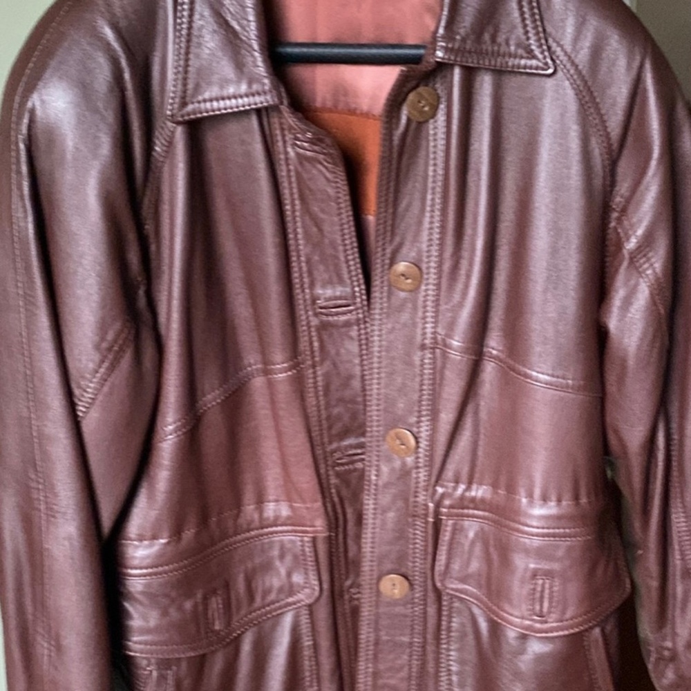 Custom made brown leather jacket